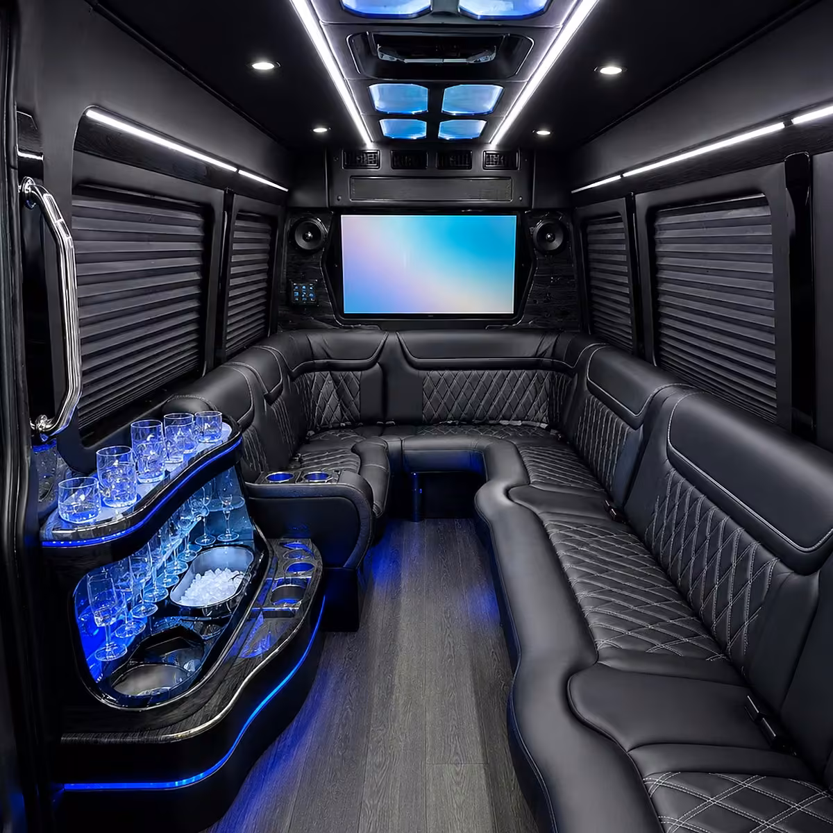 40 passenger party bus inside